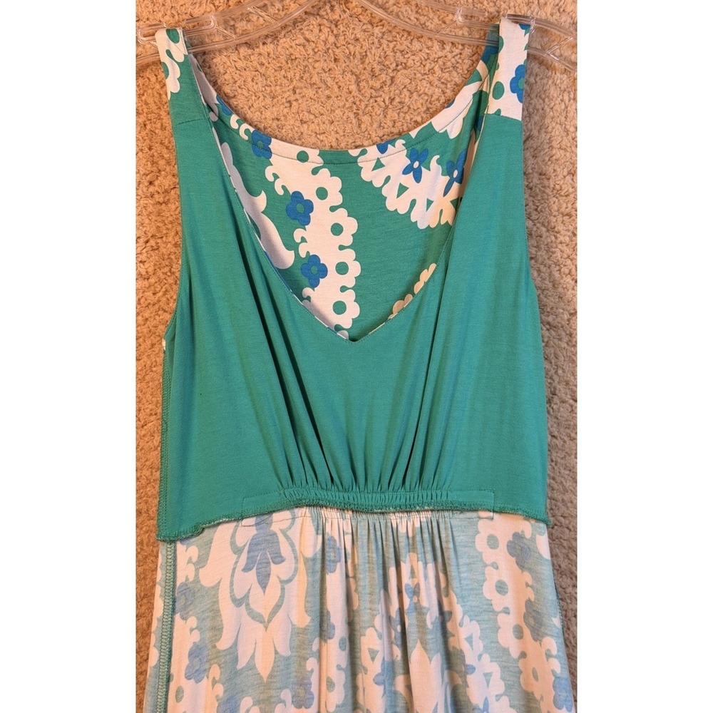 Boden Green Blue Floral Medallion Viscose Maxi Dress Sleeveless US 2R Resortwear - Picture 7 of 14